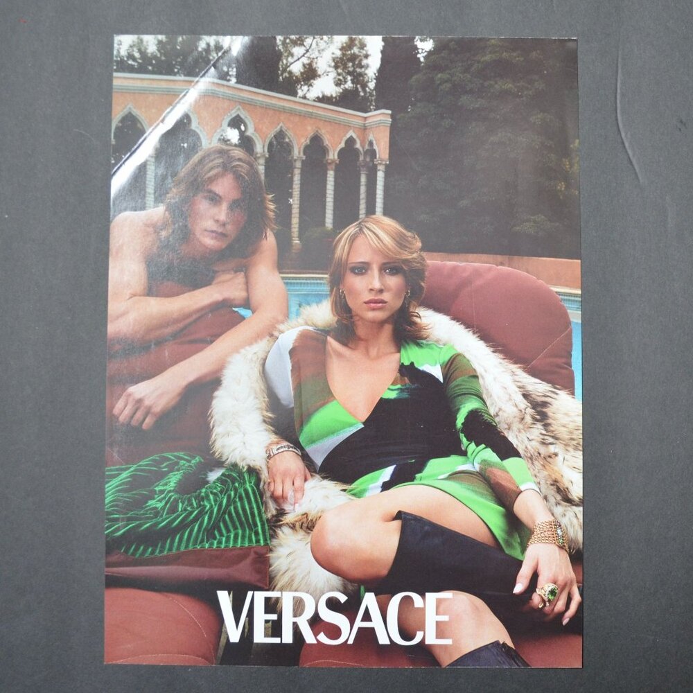 Versace Y2K Greens Browns 2001 Vintage Magazine Ad Altoids Curious George